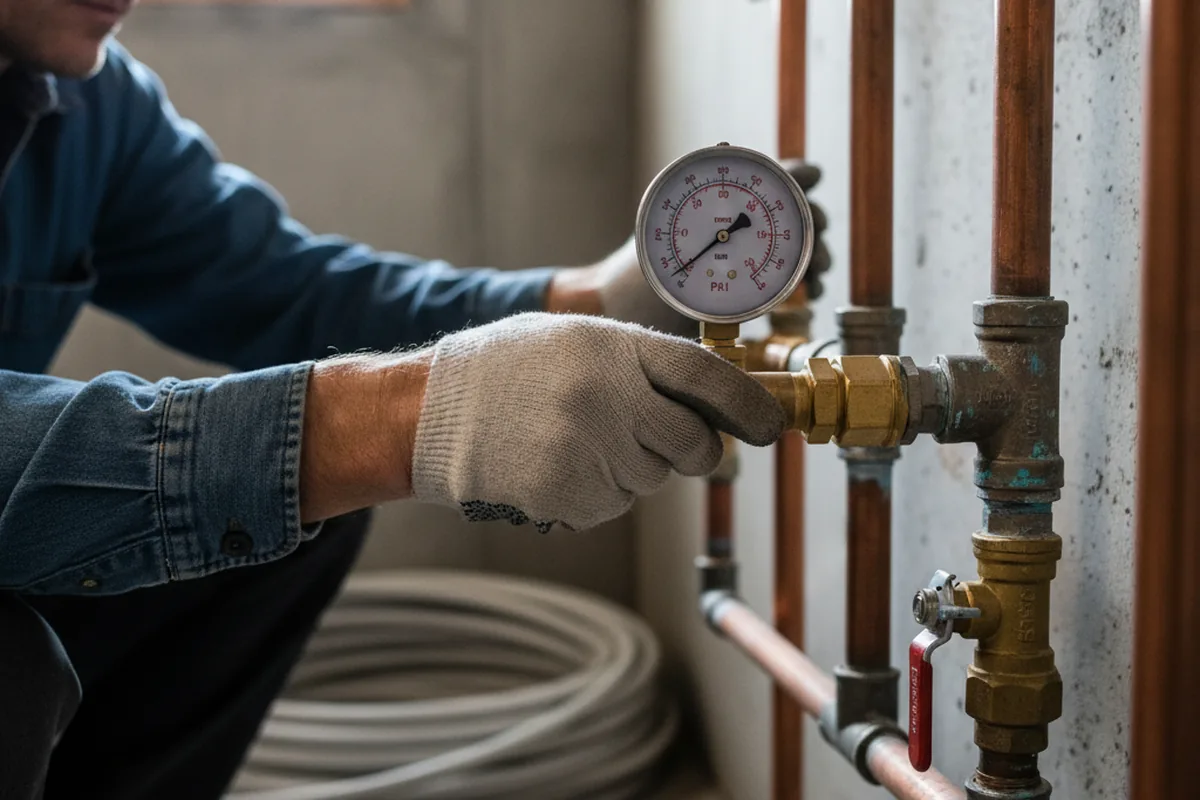 Pressure testing a repaired line during Water Line Repair in Lambert